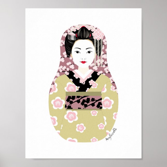 Japanese Geisha Matryoshka Poster (Front)