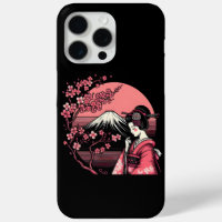 Japanese Geisha Mount Fuji Cherry Blossom Trees