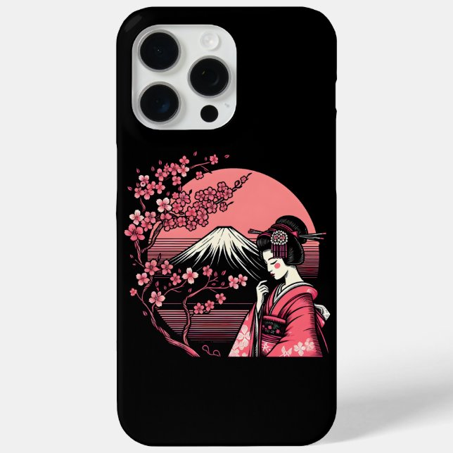 Japanese Geisha Mount Fuji Cherry Blossom Trees Case-Mate iPhone Case (Back)