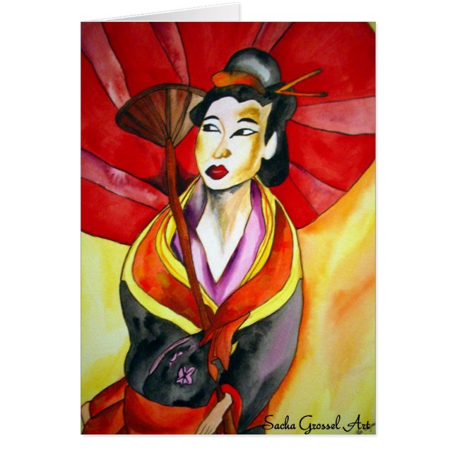 Japanese Geisha original watercolor art painting (Front)