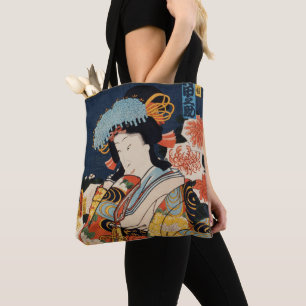 Japanese Geisha Vintage Art Asian Orient Colourful Tote Bag