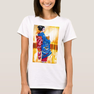 Japanese Geisha with blue kimono T-Shirt