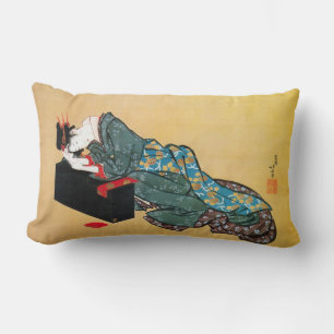 Japanese Geisha Woman, Hokusai, Ukiyo-e Lumbar Pillow