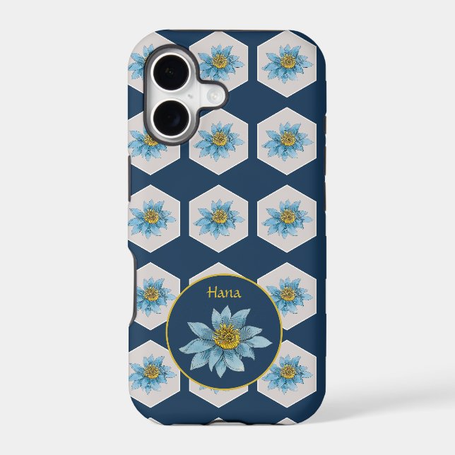 Japanese Geometric Lily Flower Pattern Monogram (Back)