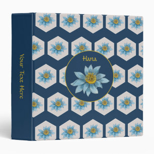 Japanese Geometric Lily Flower Pattern Monogram Binder