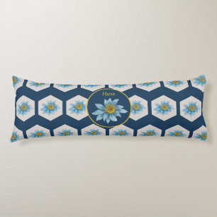 Japanese Geometric Lily Flower Pattern Monogram Body Pillow