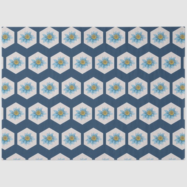 Japanese Geometric Lily Flower Pattern  Tissue Paper (Front)