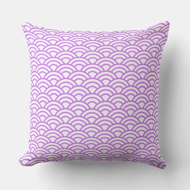 Japanese Geometric Modern Fish Scale Pattern Throw Pillow (Front)