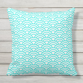 Japanese Geometric Modern Fish Scale Pattern Throw Pillow