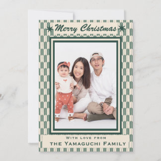 Japanese Geometric Yagasuri Pattern Photo Holiday Card