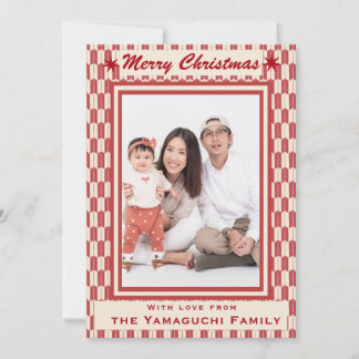 Japanese Geometric Yagasuri Pattern Photo Holiday Card