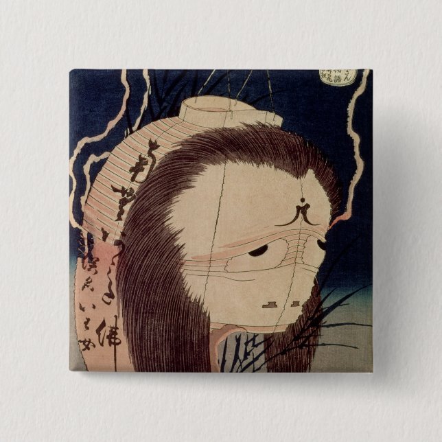 Japanese Ghost 2 Inch Square Button (Front)