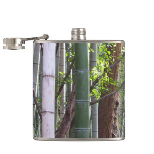 Japanese Giant Bamboo Forest, Sagano, Kyoto, Japan Hip Flask