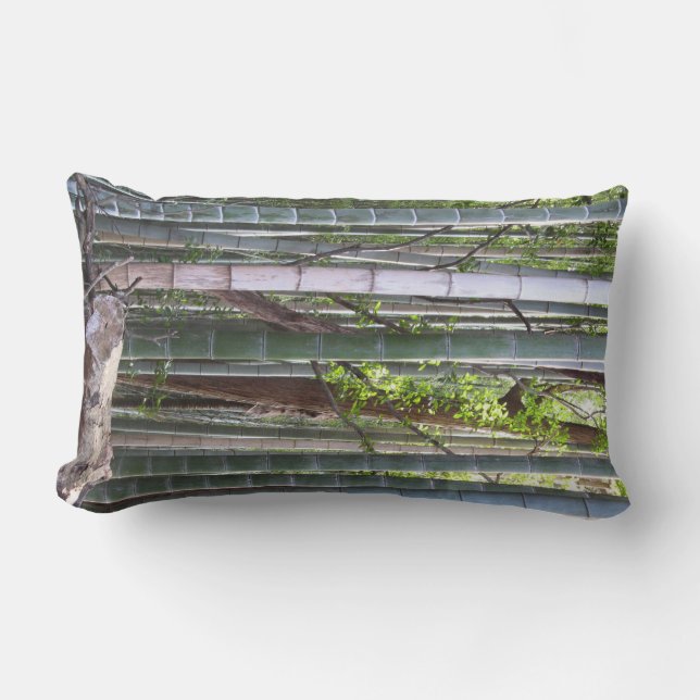 Japanese Giant Bamboo Forest, Sagano, Kyoto, Japan Lumbar Pillow (Front)