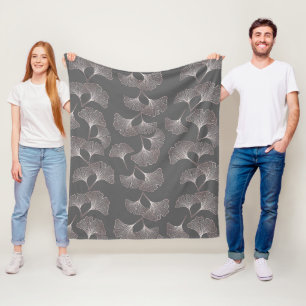 Japanese Ginkgo Leaf Pattern Fleece Blanket