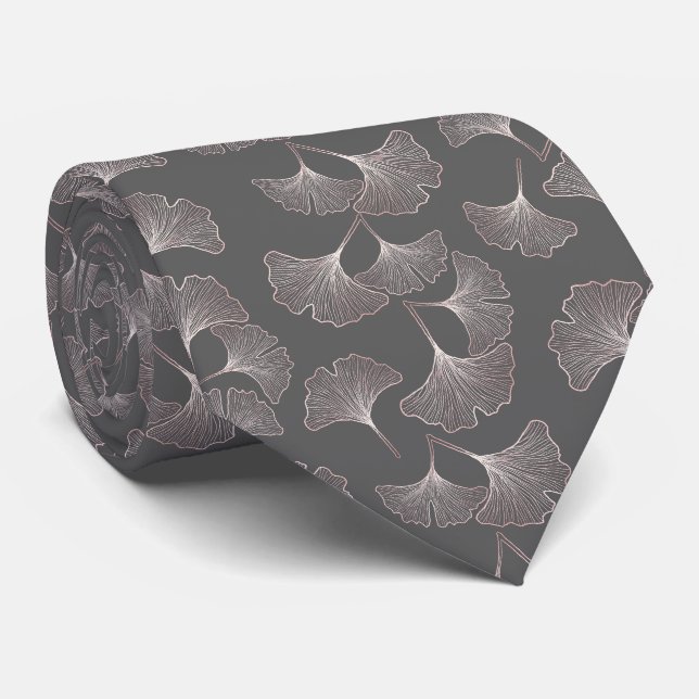 Japanese Ginkgo Leaf Pattern Tie (Rolled)