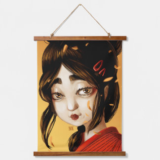 Japanese girl autumn colours hanging tapestry