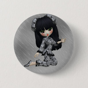 Japanese Girl Buttton 2 Inch Round Button