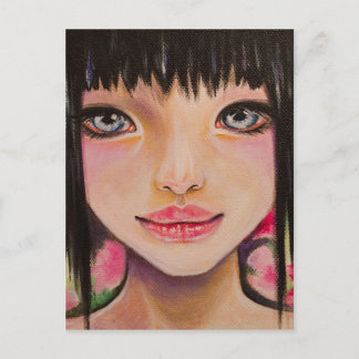 Japanese girl with blue eyes postcard
