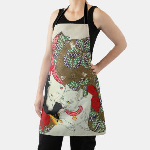 Japanese Girl with Cat, Tsukioka Yoshitoshi Apron