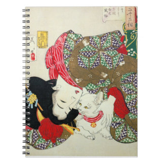 Japanese girl with Cat, Tsukioka Yoshitoshi Notebook