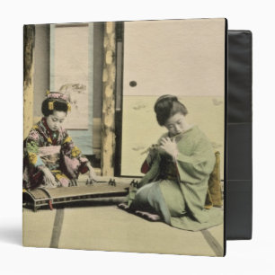 Japanese girls playing the flute, 'koto' and samis binder