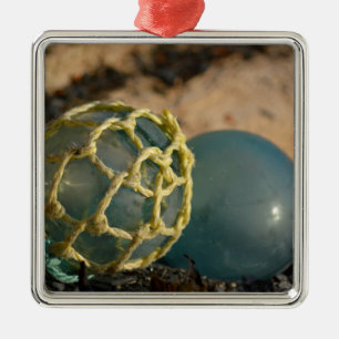 Japanese Glass Fishing Float Metal Ornament