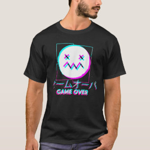 Japanese Glitch Sad Anime Girl Boy Game Over Aesth T-Shirt