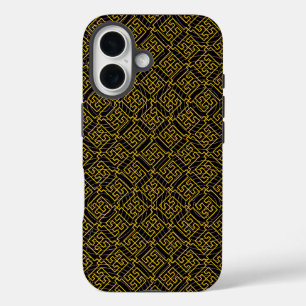 Japanese Gold & Black Sayagata Pattern iPhone 16 Case