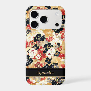 Japanese Gold Floral Pattern Monogrammed