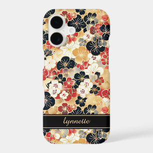 Japanese Gold Floral Pattern Monogrammed