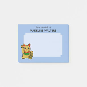 Japanese Golden Beckoning Cat Personalized Post-it Notes