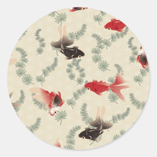 Japanese Goldfish Classic Round Sticker (Front)