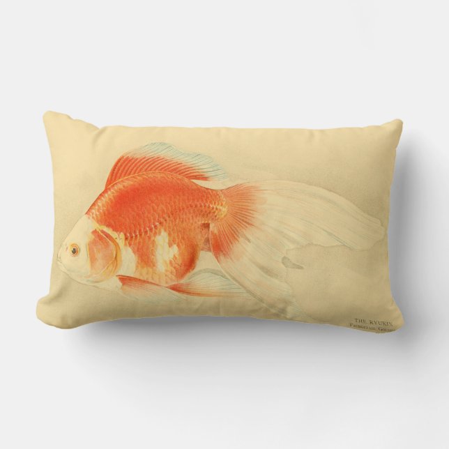 Japanese goldfish. The Ryukin. Lumbar Pillow (Front)