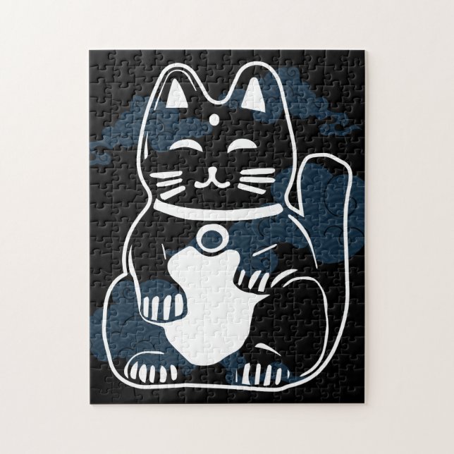 Japanese Good Luck Cat with clouds Jigsaw Puzzle (Vertical)