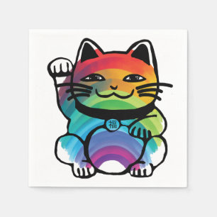 Japanese Good Luck Cat with Rainbow Napkin