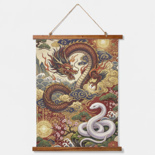 Japanese Good Luck Design: “Dragon and White snake Hanging Tapestry