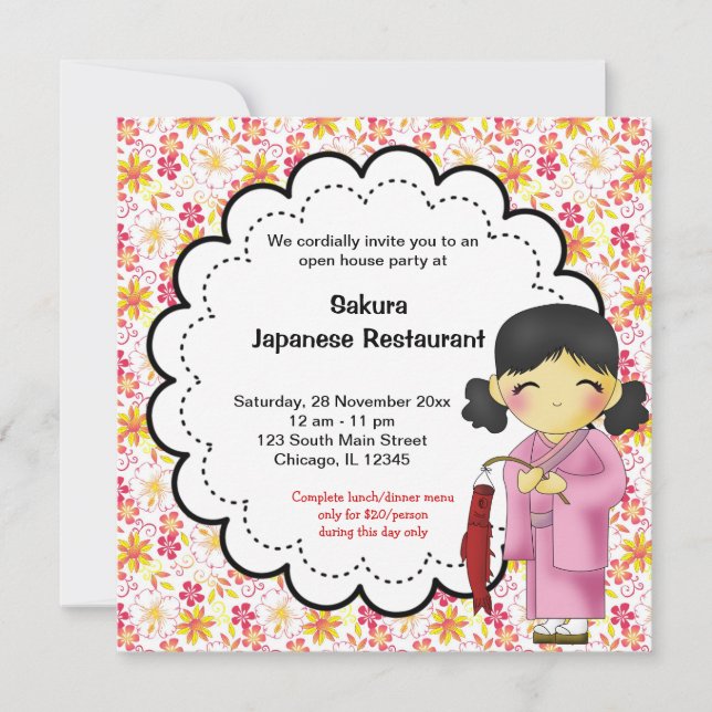 Japanese Grand Opening Restaurant Invitation (Front)
