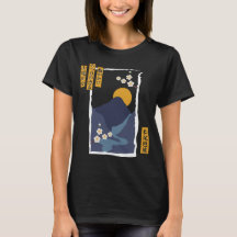 Japanese Graphic Tee Haiku Plum Blossom and Moon