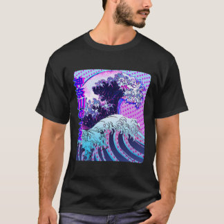 Japanese Great Kanagawa Wave Glitch Aesthetic Kanj T-Shirt