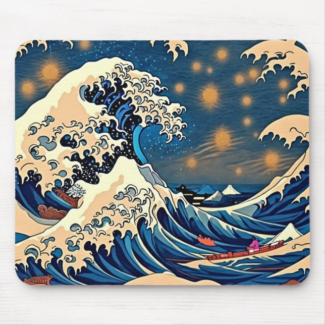Japanese Great Wave Mouse Pad (Front)