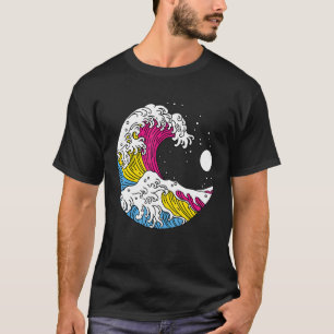 Japanese Great Wave Pansexual Pride Flag Pan LGBTQ T-Shirt
