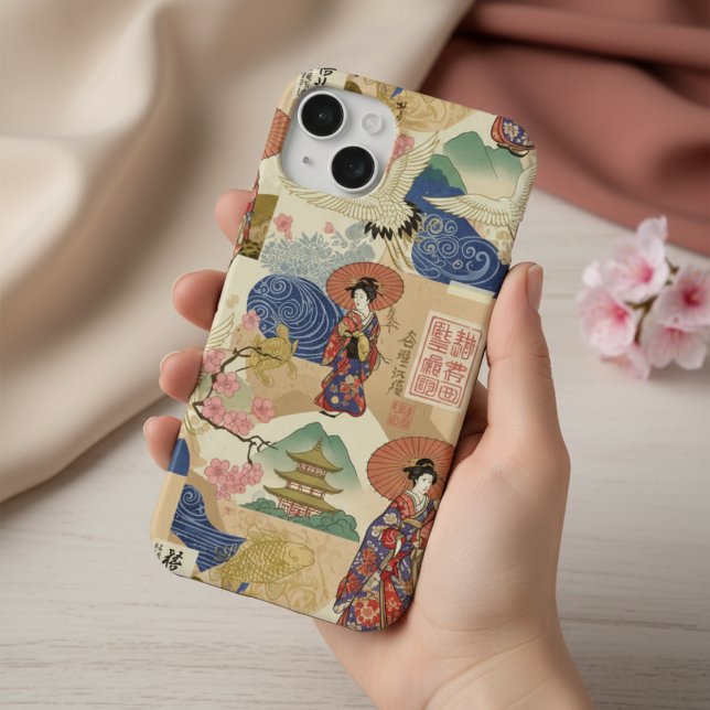 Japanese Green Anime Moodboard Art cartoon gift iPhone 15 Case (Creator Uploaded)