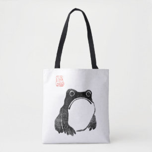 Japanese Grumpy Frog Toad Unimpressed Animal Funny Tote Bag