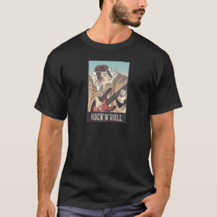 Japanese Guitarist Artwork Samurai Playing Guitar  T-Shirt