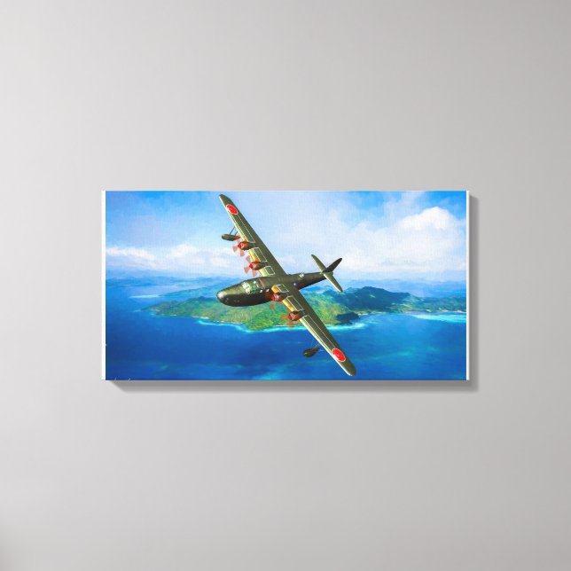 Japanese H8K Emily Seaplane  landing Canvas Print (Front)
