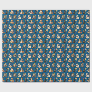 Japanese Halloween Kitsune Pumpkin Yokai Pattern Wrapping Paper