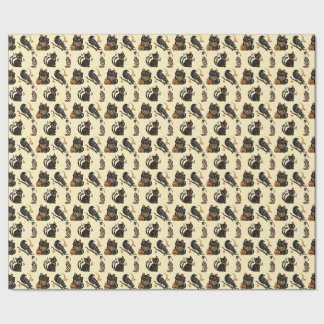 Japanese Halloween Kitsune Pumpkin Yokai Pattern Wrapping Paper