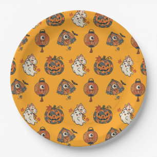 Japanese Halloween Yokai Pattern Paper Plates