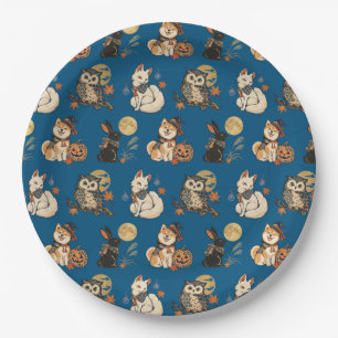 Japanese Halloween Yokai Pattern Paper Plates
